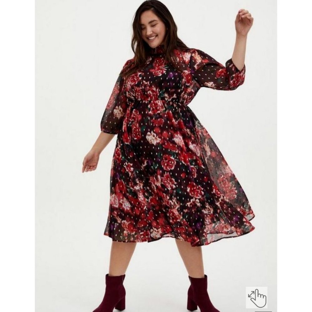 Torrid Blouson Dress 1X 14 16 NWT NEW Washable - Picture 2 of 12